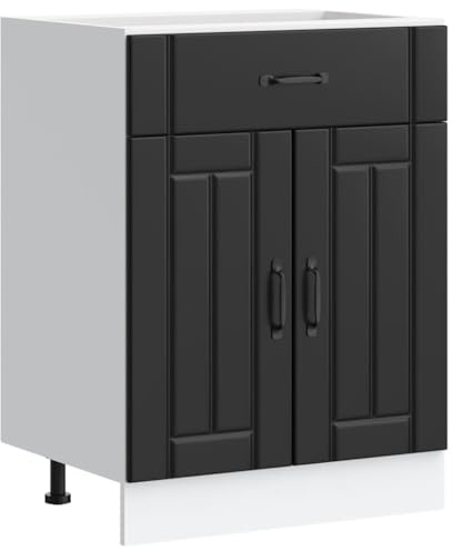 vidaXL Küchen-Unterschrank Lucca Schwarz Holzwerkstoff