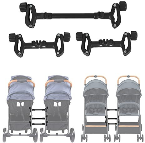Raccords pour poussette, connecteurs universels pour poussette jumelle, accessoires de sécurité, raccords réglables pour jumeaux (2 poussettes courtes + 1 long)