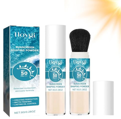 2 PCS Scalp Sunscreen,Powder Sunscreen Scalp Spf Mineral Powder Sunscreen Brush Powder Sunscreen for Face Long-Lasting Light and Breathable Suitable for All Skin Types (8g)