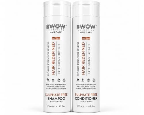 Hair Extension Shampoo & Conditioner Sulphate Free Vegan + Argan Oil for All Extensions with Protein Rich Hydration Natural Nourishment. Cleansing Moisturising Hair Extension Care 500ml