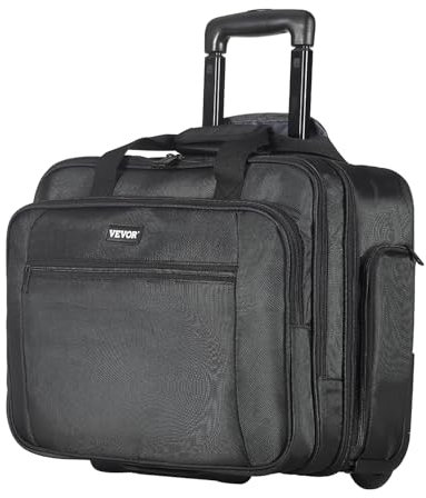 VEVOR Sac à roulettes pour Ordinateur Portable 17,3 Pouces, Mallette à roulettes pour PC, Poignée Télescopique à 4 Hauteurs, Tissu Oxford 1680D, pour Travail, Voyages d'affaires, Femmes, Hommes, Noir