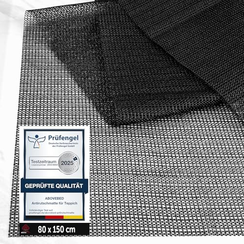 aboveBED Antirutschmatte für Teppich 80 x 150cm, Teppich Antirutschunterlage, Rutschmatte Teppichunterlage rutschfest Teppichstopper, Mehrzweckmatte (Schwarz)