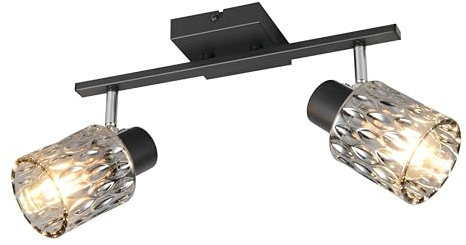 Reality Leuchten Spotleuchte Jack R86422032, Metall Schwarz matt, Glas rauchfarbig, exkl. 2x E27