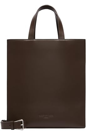 Liebeskind Berlin „Paper Bag M“ – Tote Tasche aus Leder mit Jacquard-Schultergurt und Logodetails – Damen-Tasche – Leder Handtasche Damen – Women’s Tote Bag