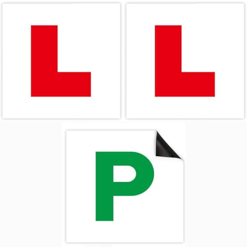 Placas P Totalmente Magnéticas,2x L + 1x P,Placas Magnéticas L y P para Coches,para Conductores Principiantes y Exámenes,Coche,Camión,Motocicleta