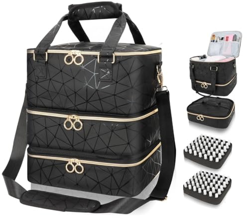 Nail Polish Organiser Makeup Bag Holds 84 Bottles Three-Layer for Travel