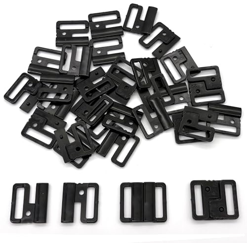 DHER 20pcs Fibbia per reggiseno Clip per reggiseno bikini in plastica costume da bagno fibbia papillon plastica fibbia moda bikini fibbia reggiseno inserire fibbia tracolla fibbia (Nero+, 20MM)