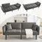 Lumivortex Sofa mit Schlaffunktion, Sofa 2 Sitzer, Schlafsofa mit Klappbaren Armlehnen, Schlafsofa Klein, 176x78x76cm, Klappsofa, Sofabett, Küchensofa, Tagesbett für Wohnzimmer, Zimmer, Büro (Grau)