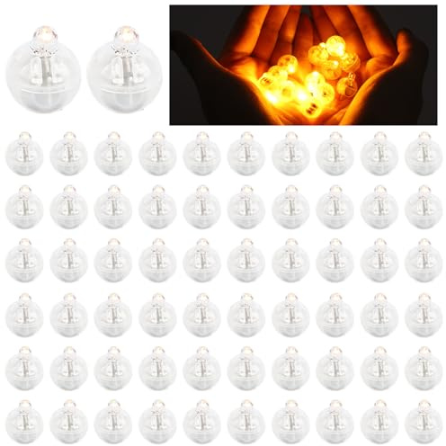 60 Pezzi Mini LED Palloncini Luci Bianco Calda Lampada a Palloncino Rotondo Mini Palloncini Luce per Compleanni, Matrimoni, Natale, Halloween, Feste, San Valentino, Bar, Discoteche e Carnevali