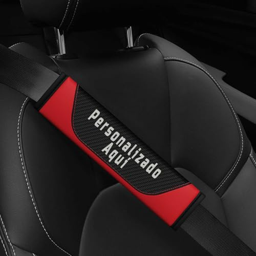 Almohadilla para Cinturón de Seguridad Coche – Fundas Personalizadas Transpirables y Hombreras de Automóvil – Cubre Cinturones para Niños y Adultos en Fibra de Carbono