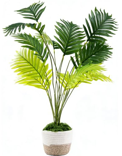 82CM Künstliche Pflanze Wie Echt, 18 Blätter Areca Palme Baum Gefälschte Palme im Topf Kunstpflanzen Groß Faux Pflanze, Pflegeleichte Deko für Wohnzimmer, Büro, Balkon & Garten