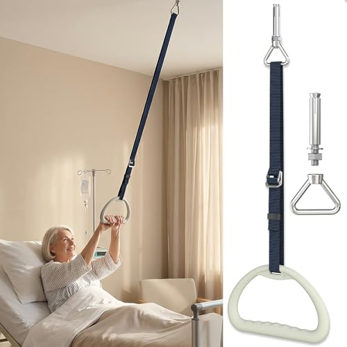 BQBQHONE Bettgalgen für ältere, Galgen für Bett Tragkraft 300kg, Bett Aufstehhilfe Höhenverstellbar (120-170cm), Stand und Transferhilfe Für Schlafzimmer, Pflegezimmer