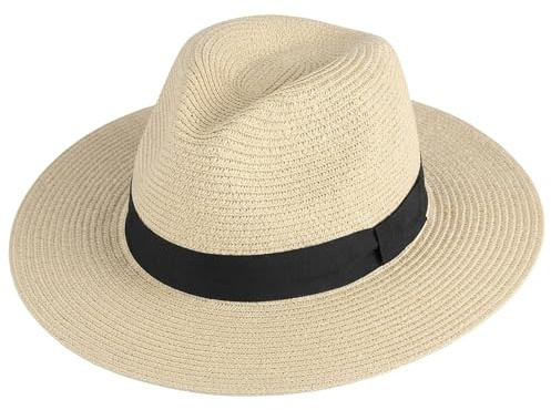 RJFUJP Panama Hat for Men and Woman Wide Brim Straw Hat, Breathable Panama Hat Summer Sun Hat, Straw Hat Men for Beach & Outdoor Activities Yellow