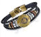 Flongo Lederarmband Horoskop Armband Damen Armkette Herren Armreif, Leder-Armband Armreif Manschette Manschettenknopf Schwarz Gold Golden Horoskop Tierkreis Sternzeichen Sternbild Löwe
