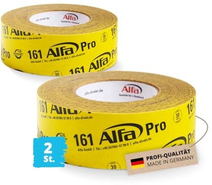 Alfa 2x Pro Spezialklebeband 50 mm x 25 m Profi-Qualität Dampfbremsen Dampfsperren Dachfolien aggressiv klebendes luftdichtes Folienklebeband/Systemklebeband