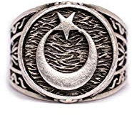 Gök-Türk Ring für Herren 'Halbmond mit Stern' Ay Yildiz - verstellbare Größe