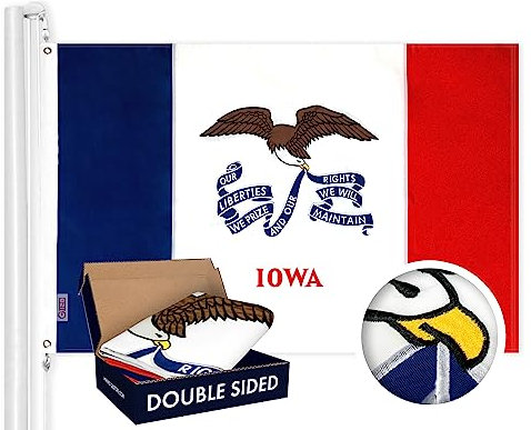 G128 Iowa State Flag | 3x5 füße | doppelseitig gestickte 210d - Indoor/Outdoor, Messing tüllen, Heavy Duty Polyester, 3-lagig