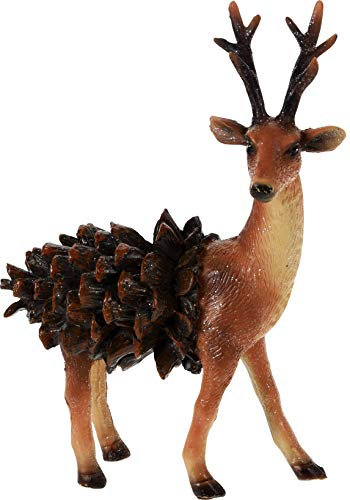 matrasa Dekofigur Rentier & Tannenzapfen 15cm - Hirsch Figur Weihnachtsdeko Herbstdeko