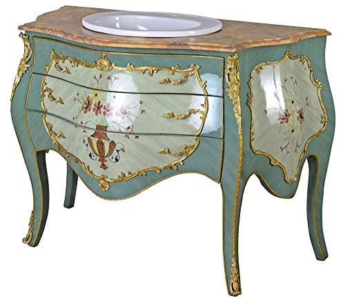 Barocker Waschtisch „Madame DE Pompadour“ – Badmöbel im französischen Stil mit Marmorplatte und Keramik-Waschbecken cat191 Palazzo Exklusiv