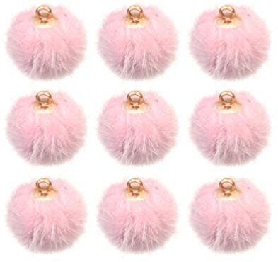 Supvox 24pcs faux Pelz Pom Pom B?lle flauschige Pom Pom DIY Pom Pom B?lle für Ohrring Halskette Armband Schmuck machen 15mm rosa