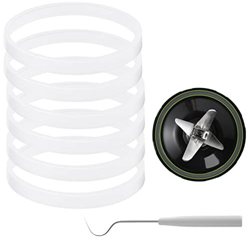 6 Pieces 10cm White Rubber Sealing Gaskets O-Ring Replacement Part Compatible with Nutri Ninja Juicer Blender Replacement Seals