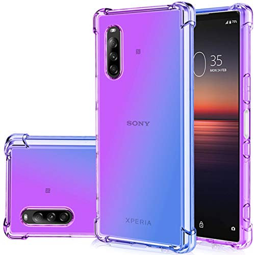 Jhxtech Schutzhülle für Sony Xperia L4, Transparente süße Verlauf Handyhülle, Schlankes, kratzfestes Flexibles TPU Hülle, stoßfeste Schutzhülle für Sony Xperia L4 lila/blau