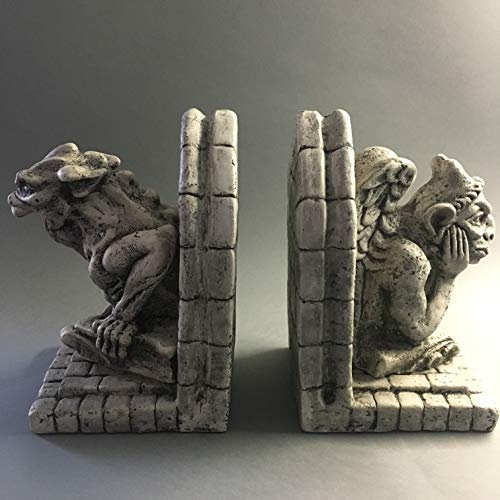 VIANAYA Set de 2 Serre Livres avec des gargouilles de Paris Notre Dame - Modèle Penseur et Dragon - Grande Taille 18CM CM - Matière platre - Qualité Made in France