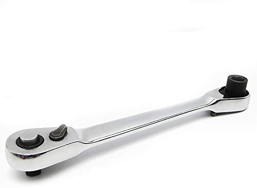 Mini clé à cliquet de 6,35 mm à 72 dents - Outil à cliquet hexagonal - Poignée hexagonale - Prise de verrouillage rapide (130 mm, double tête)