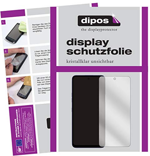 dipos I 2X Schutzfolie klar kompatibel mit LG K52 Folie Displayschutzfolie (bewusst Kleiner als das Glas, da Dieses gewölbt ist)