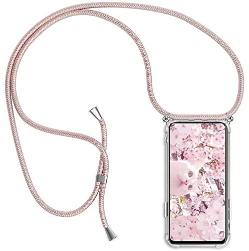 PekaTech Handykette Handyhülle für LG G8 ThinQ Hülle, Smartphone Necklace Hülle mit Band - Transparent Schutzhülle Stossfest - Schnur mit Case zum Umhängen in Roségold