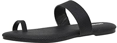 CUSHIONAIRE Carson Zehenring-Sandale für Damen mit Memory Foam, Schwarz, 39 EU