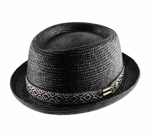 B Couture - Chapeau Porkpie Paille Homme ou Femme Tiago - Taille 62 cm