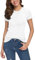 Damen Sommer Lässig Tailliert Rundhals T-Shirt Solide Dehnbar Kurzarm Tops(M, Weiß)