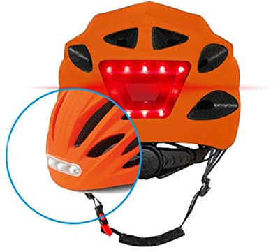BEEPER - Casque avec LED Avant et arrière pour Vélo, VTT, Trottinette électrique ME134 (Large, Orange)