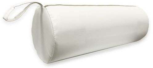 QUIRUMED Cuscino a rullo, 55 x 15 cm, bianco, similpelle, imbottitura in gommapiuma, per yoga, fitness, massaggio