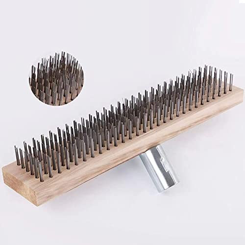 TKTTBD Drahtbesen-Stahldrahtbesen,30cm Stahlbesen für Pflastersteine,Industriebesen Besen Harte Borsten,Draht Schrubber Stahldrahtbesen Mit Schabekante und Robustem Metallhalter