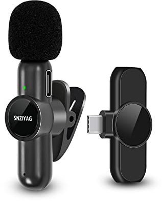 SNZIYAG Micrófono Inalámbrico para USB C/Android,Micrófono de Solapa Plug-Play para grabación de Video,Mini Mic para Youtube/TikTok,micrófonos con Clip para transmisión en Vivo,sin App (Type C)