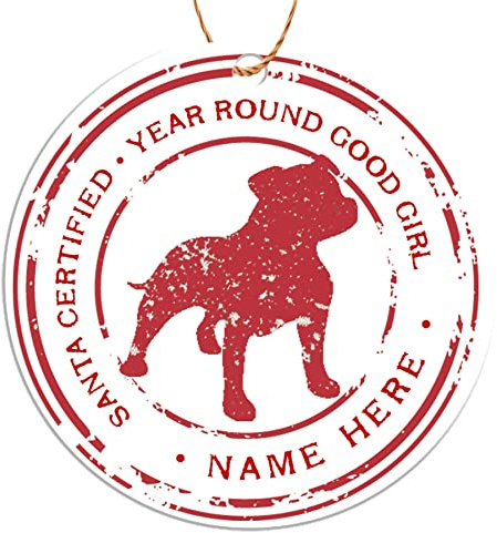 Personalised Staffordshire Bull Terrier Dog Christmas Tree Decorations Baubles - 9 cm Acrylic - Good Girl