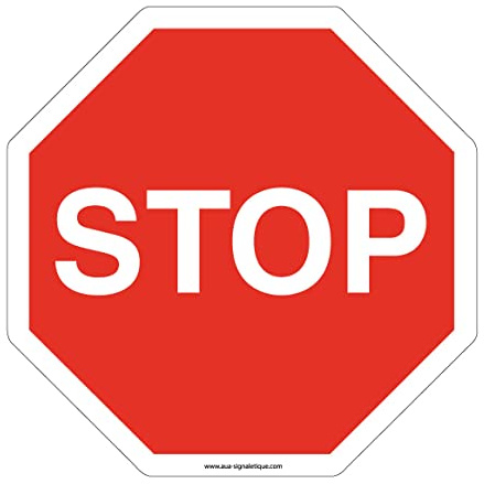 AUA SIGNALETIQUE - Panneau De Signalisation Circulaire en PVC 1.5 mm (Ø 400 mm, Panneau Stop)