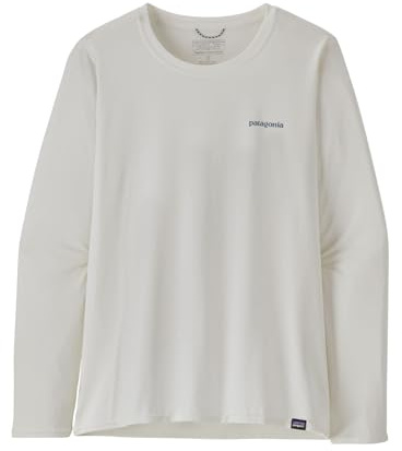 Patagonia Damen W's L/S Cap Cool Daily Graphic Shirt-Waters Tops, Boardshort Logo Light Plume Grey: White, Large