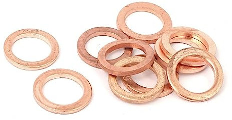 Lot de 10 rondelles M10 en cuivre à anneau plat pour bouchon de carter d'huile (M10 x 14 x 1,5)