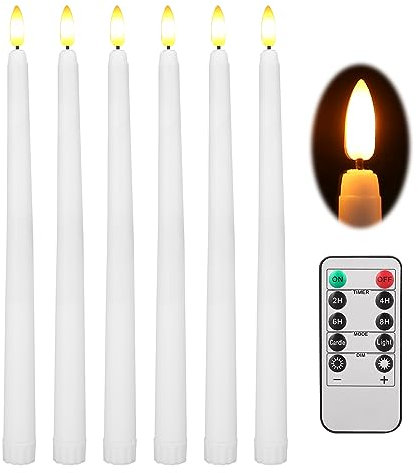 NAKIHOUSE LED Taper Candles with Remote Timer, Realistic 3D Wick Flickering Dinner Candles, Battery Operated Candle Lights, 11 Inch Long Candles for Christmas Birthday Party Wedding Decoration
