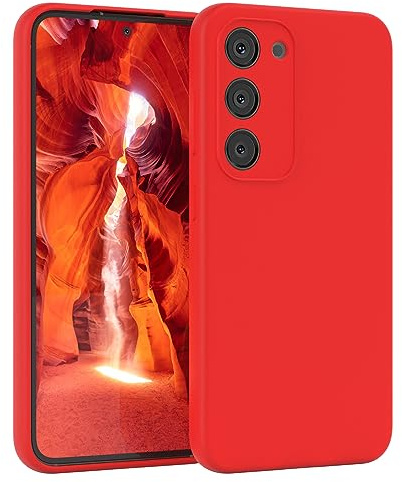EAZY CASE Premium Silikon Handyhülle kompatibel mit Galaxy S23 Slimcover mit Kameraschutz und Innenfutter, Silikonhülle, Schutzhülle, Bumper, Handy Case, Hülle, Softcase, Rot