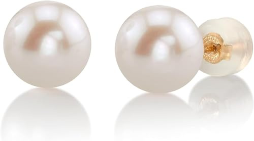Boucles d'oreilles 18 carats avec perles de culture AAA en or jaune 18 carats, tailles de 6 à 8 mm