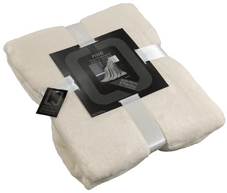 Quantum Interior by Maxland Extra weiche Kusheldecke Fine Flanaelldecke für Sofa Schlafzimmer Überwurf ca.150x200cm (Offwhite)