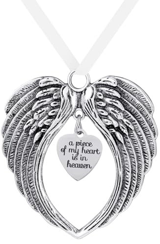 3PCS Angel Wing Ornament Memorial Christmas Ornament Personalised Glass Christmas Tree Decorations Christmas Hanging Ornament with Ribbon for Outdoor Garden Home Decor