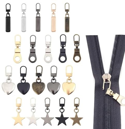 Cerniere Rimovibili Linguette xlwen 20 Pezzi Tiranti Con Cerniera,Linguette in Metallo per Riparazione Zip Cursore Cerniera,Universale, Cursori Per Cerniere Lampo Per Giacche,Pantaloni,Bagagli