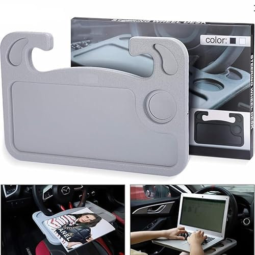 NASHnal Car Steering Wheel Tray Car Accessories Laptop Table Mount Desk | Food Eating Stand Drink Holder Car Tray Table Multifunctional Car Desk | Car Travel Accessories for Long Trips Car Cup Holder