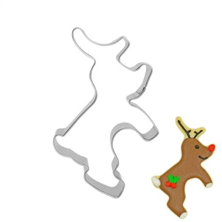 Bianriche Ausstechform mit Tassenrand zum Aufhängen, Weihnachten, Keksausstecher, Keksausstecher, Keksausstecher, Edelstahl, Metallformen für DIY Gebäck, Sandwich, Fondant, Kuchendekoration, Elch