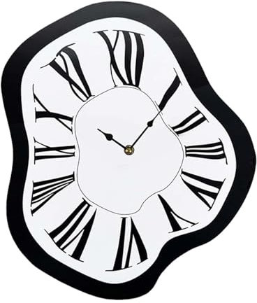 LOVIVER Modern Wanduhr, Große Wanduhr mit Römischen Ziffern, Unregelmäßige Wanduhr, Kreative Schmelzende Uhr, Einzigartige Verzerrte Acryluhren für Küche, Büro, Schlafzimmer, Wohnzimmer-Dekor